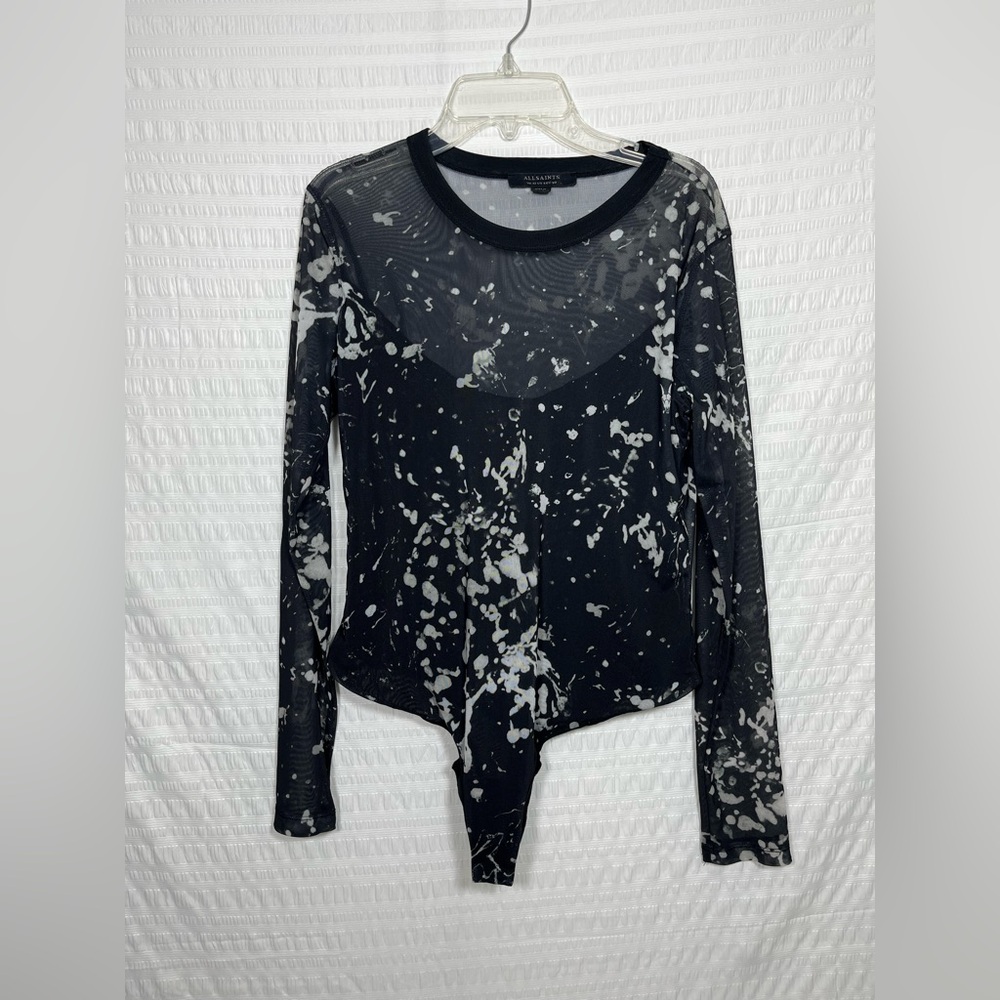 AllSaints Nora Portland sheer mesh bodysuit Size US 8